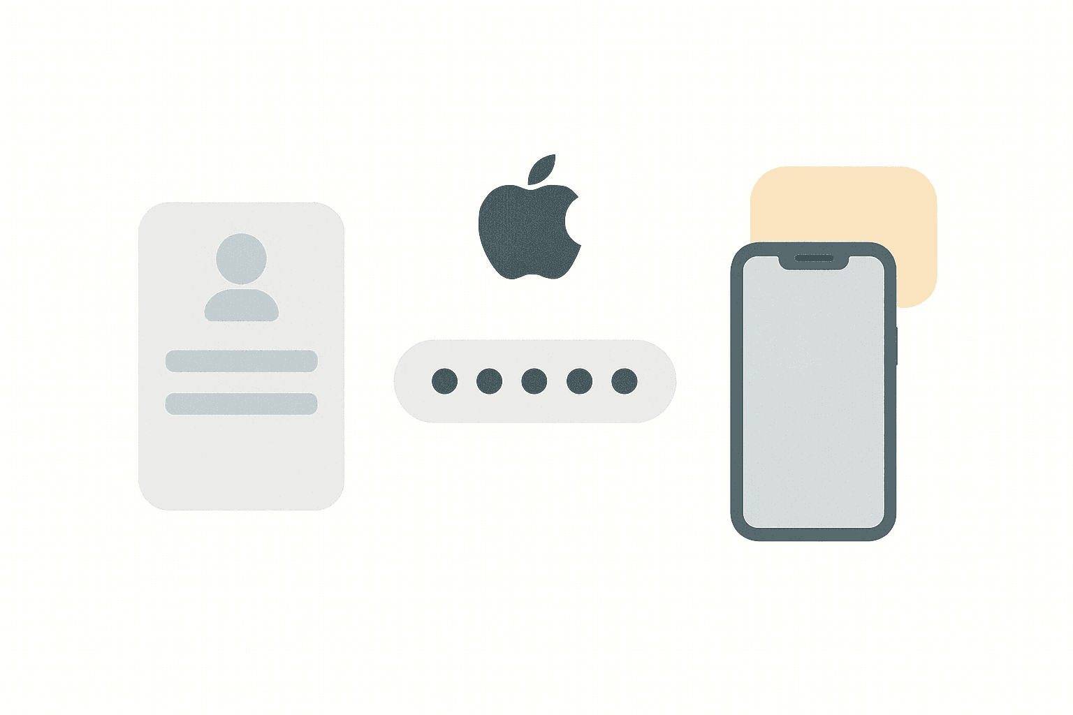 iCloud Mail açma adımlarını simgeleyen ikonlar